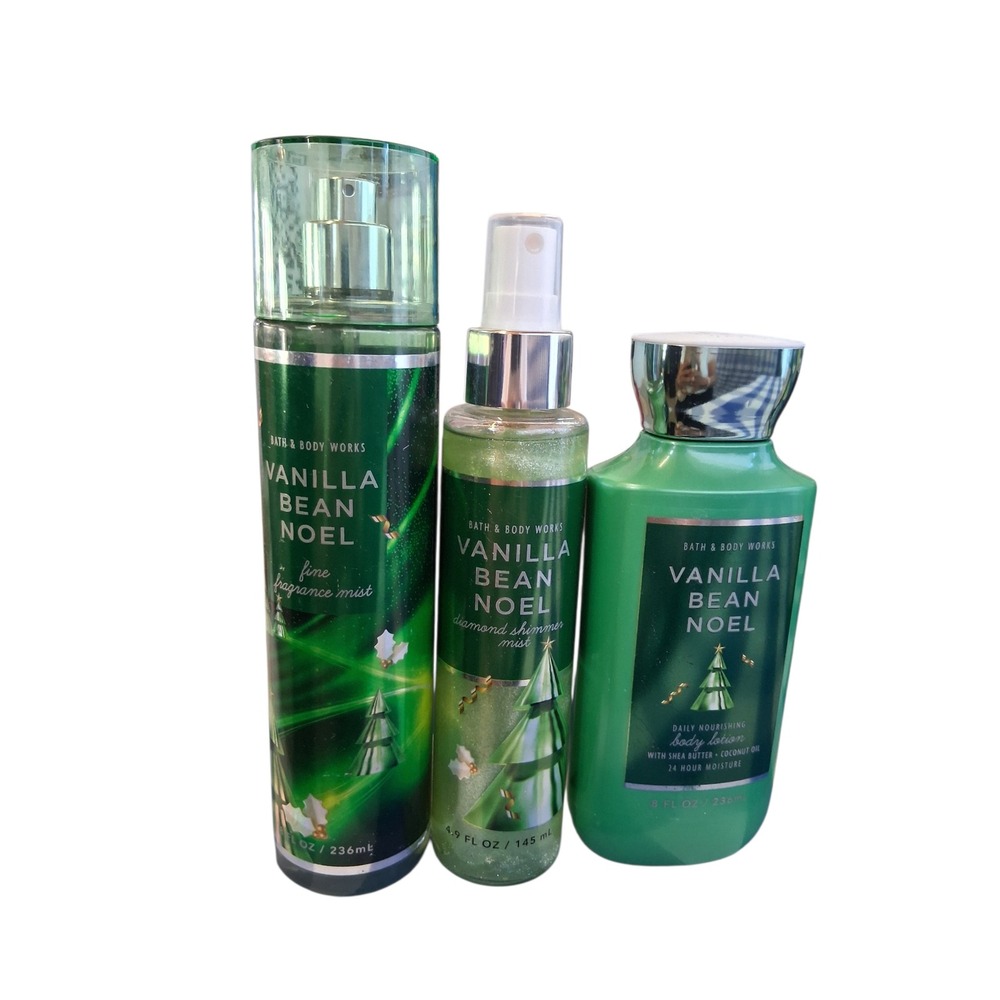 Seasonal Bath & Body Works Women's Vanilla Bean‎ Noel 4 pcs Bundle Cream Wash +